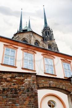 travel to Brno city - town wall and Cathedral of St Peter and Paul in Brno, Czech