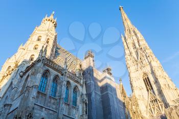 travel to Vienna city - towers of St. Stephen's cathedral, Vienna, Austria