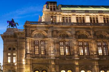 travel to Vienna city - Vienna State Opera House from Ringstrasse in evening, Vienna.