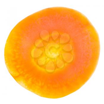 orange slice of fresh carrot isolated on white background