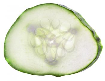 slice of fresh cucumber isolated on white background
