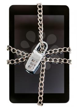 tablet pc chained by chain with combination lock