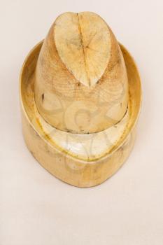 workshop for alpine felt hat making - wooden hat-block made for shaping of tyrolean hat