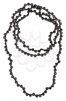 necklace from black jet beads isolated on white background