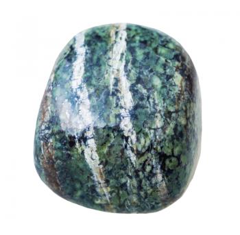 natural mineral gem stone - one hawks eye gemstone isolated on white background close up
