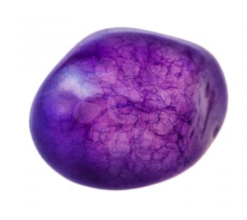 natural mineral gem stone - blue-violet-toned quartz gemstone isolated on white background close up