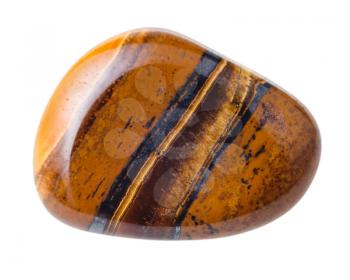 natural mineral gem stone - Tiger's eye (Tigers eye, Tiger eye) gemstone isolated on white background close up