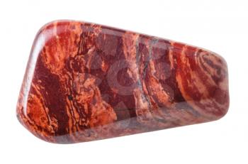 natural mineral gem stone - red brecciated jasper gemstone isolated on white background close up