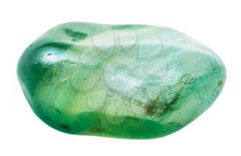 natural mineral gem stone - green tinted agate gemstone isolated on white background close up