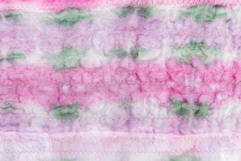 textile background - hand painted stitched pink silk batik