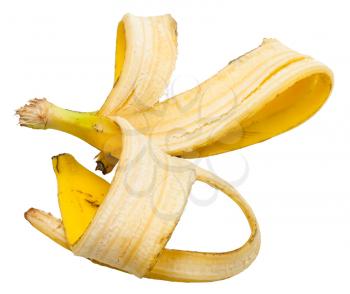 peel of one yellow banana isolated on white background