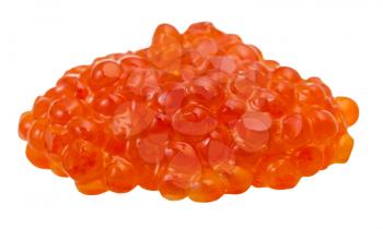 pile of sockeye salmon fish salty red caviar isolated on white background