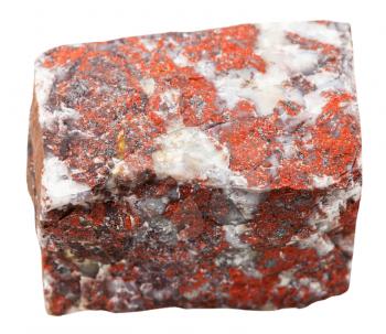 macro shooting of collection natural rock - red jasper mineral stone isolated on white background