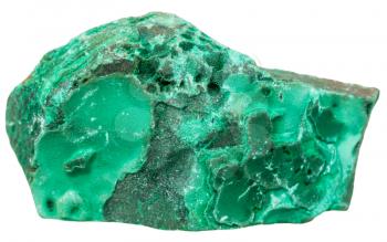 macro shooting of collection natural rock - green Malachite mineral stone isolated on white background