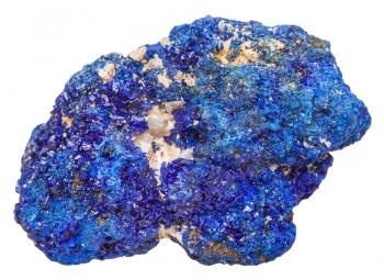 macro shooting of collection natural rock - azurite mineral stone isolated on white background