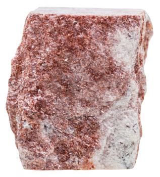 macro shooting of collection natural rock - red aventurine quartzite mineral stone isolated on white background