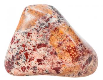 tumbled ural jasper natural mineral gem stone isolated on white background