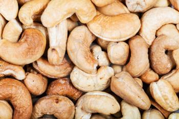 food background - many roasted cashew nuts