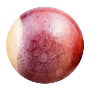 ball from red natural mineral gem stone Mookaite (Radiolarite, Australian jasper) isolated on white background