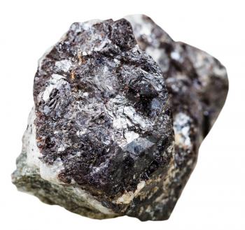 macro shooting of natural mineral stone - sphalerite (zinc blende) stone isolated on white background