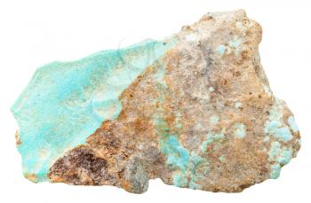 macro shooting of natural mineral stone - Turquoise rock isolated on white background