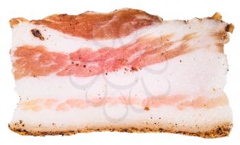 one slice of speck isolated on white background