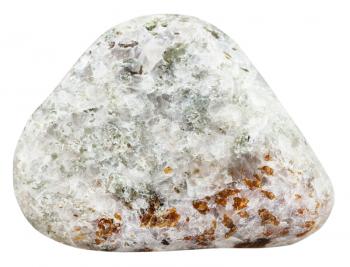 macro shooting of natural gemstone - tumbled Chondrodite mineral gem stone isolated on white background