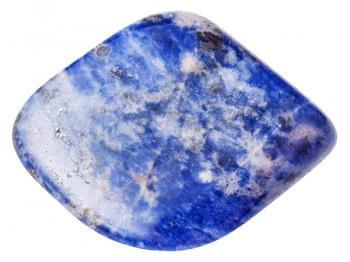 macro shooting of natural gemstone - polished Sodalite mineral gem stone isolated on white background