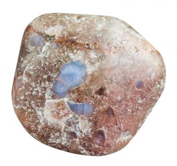 macro shooting of natural gemstone - tumbled porphyrite (porphyry, porphyrit, porphyr) mineral gem stone isolated on white background