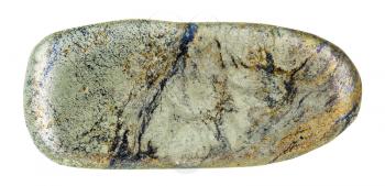 macro shooting of natural gemstone - polished Arsenopyrite mineral gem stone isolated on white background