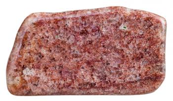 macro shooting of natural gemstone - polished red aventurine mineral gem stone isolated on white background