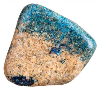macro shooting of natural gemstone - polished azurite (Chessylite) mineral gem stone isolated on white background
