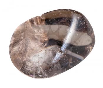 macro shooting of natural gemstone - polished smoky quartz (Morion) mineral gem stone isolated on white background