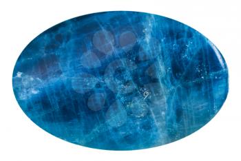 macro shooting - oval kyanite mineral gem stone isolated on white background
