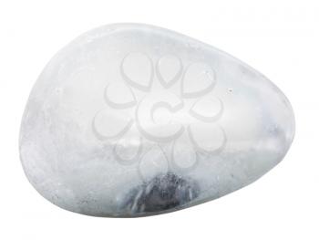 macro shooting of natural gemstone - polished quartz rock crystal mineral gem stone isolated on white background