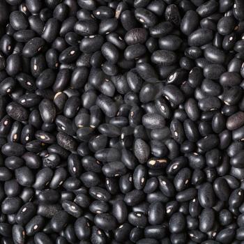 square food background - many raw Black beans close up
