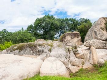 huge boulders of beglik tash - ancient thracian rock sanctuary megaliths near primorsko town, Bulgaria