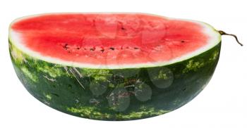 side view of half ripe watermelon isolated on white background