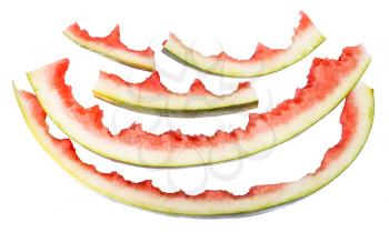 several watermelon rinds isolated on white background