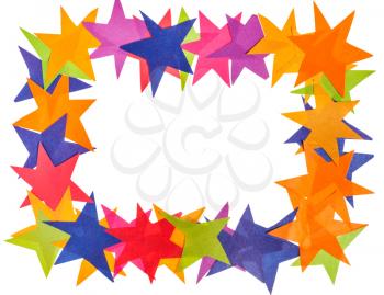 frame from paper stars with cut out canvas isolated on white background