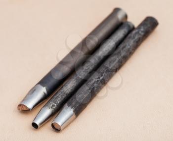 Leather crafting tool - perforating Leather Hole Punches on natural leather