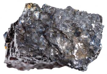 macro shooting of mineral resources - piece of black coal (anthracite) isolated on white background