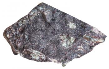 macro shooting of Igneous rock specimens - porphyry Basalt (basalt porphyrite) mineral isolated on white background