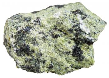 macro shooting of metamorphic rock specimens - Serpentinite stone isolated on white background