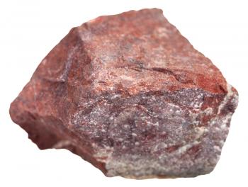 macro shooting of metamorphic rock specimens - red jasper stone isolated on white background