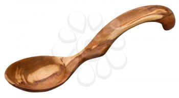 traditional wooden spoon carved from Apple wood isolated on white background