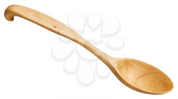 traditional wooden spoon carved from maple wood isolated on white background