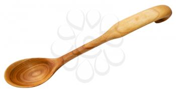 traditional wooden spoon carved from Alder wood isolated on white background