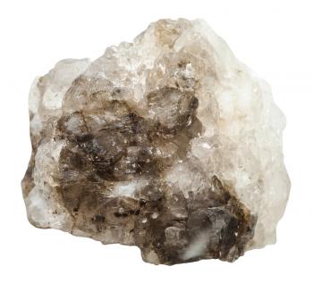 macro shooting of specimen of natural mineral - crystalline halite (rock salt) stone isolated on white background