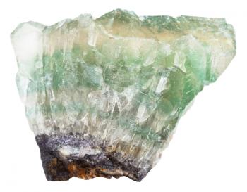 macro shooting of specimen of natural mineral - raw fluorite crystals isolated on white background